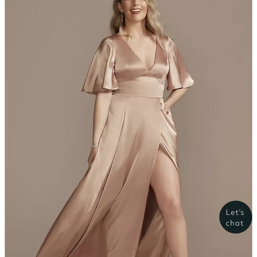 David's Bridal Satin Galina Dress in Sand